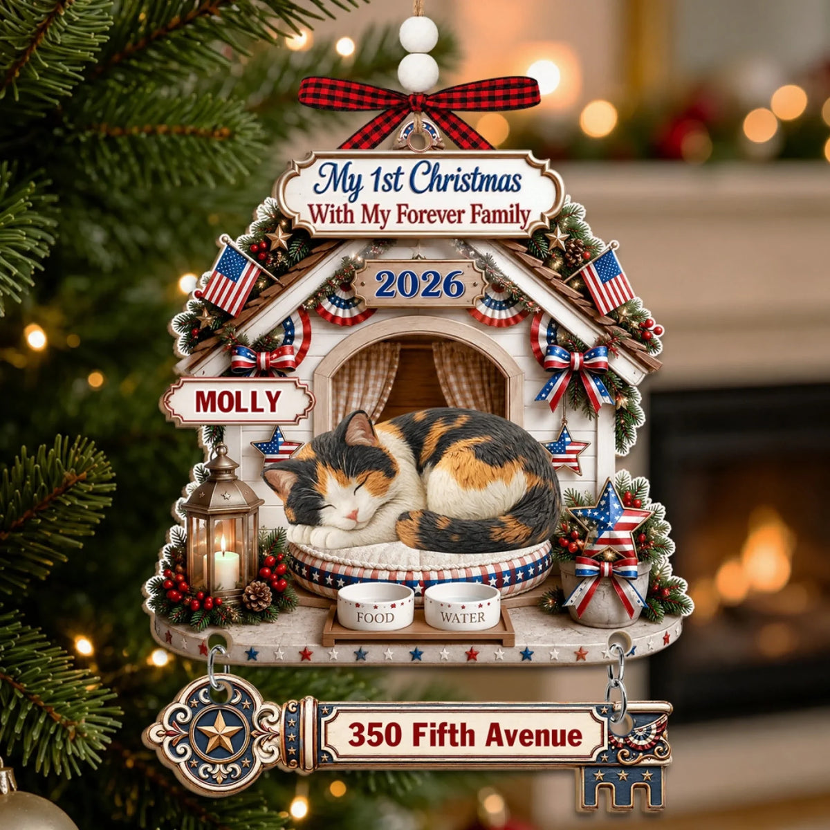 Custom Christmas Decor Home Birthday Gifts For Dog Lovers • Forever Feels Like Home - Personalized Wooden Ornament With Tag