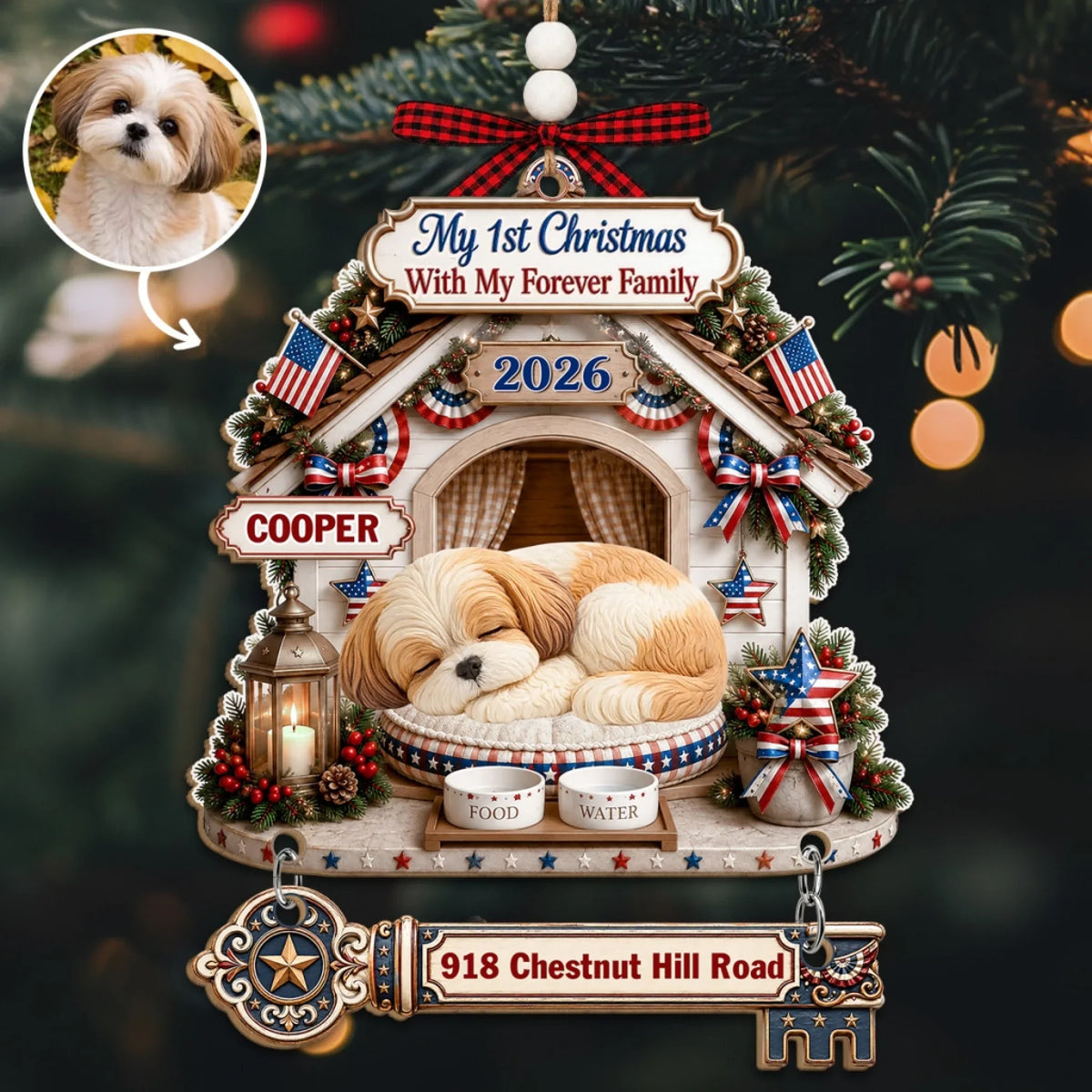 Custom Christmas Decor Home Birthday Gifts For Dog Lovers • Forever Feels Like Home - Personalized Wooden Ornament With Tag