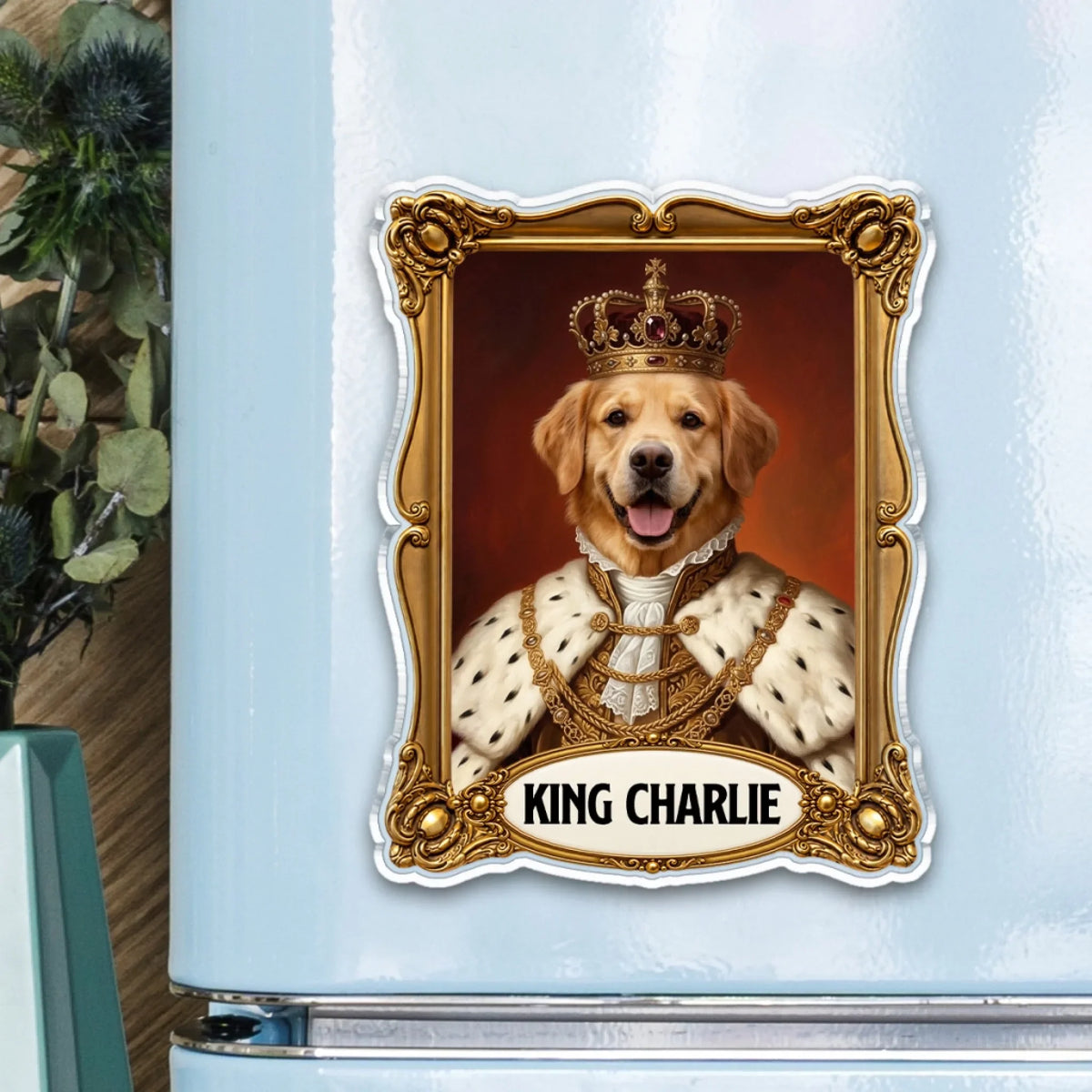Royal Dog Portrait - Personalized Acrylic Magnet