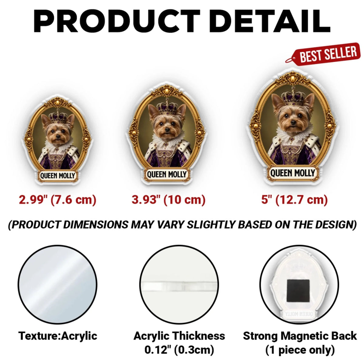 Royal Dog Portrait - Personalized Acrylic Magnet