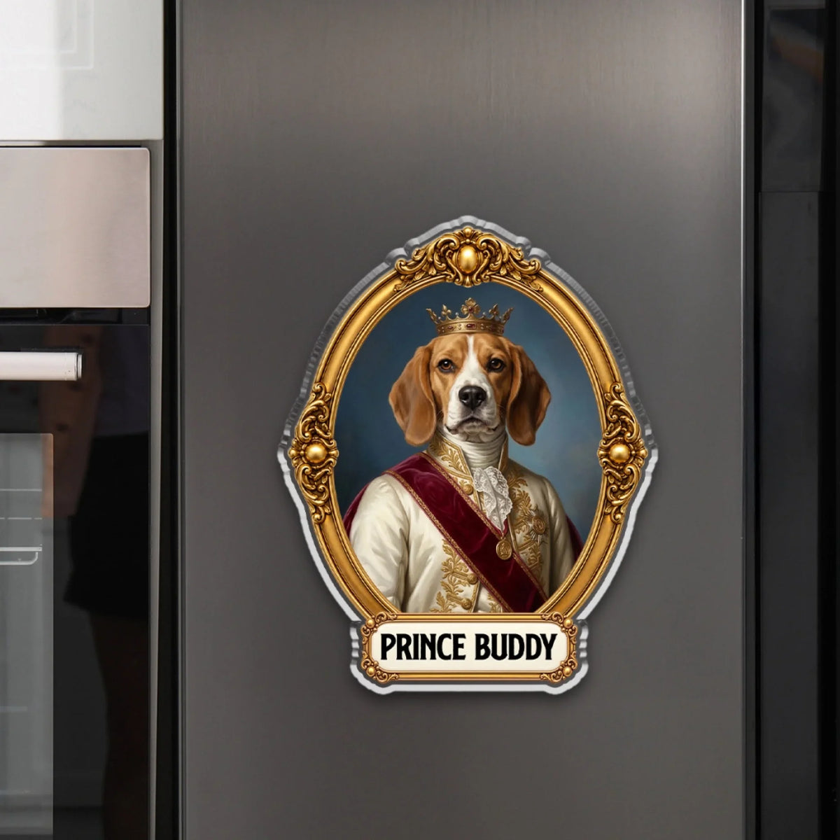 Royal Dog Portrait - Personalized Acrylic Magnet