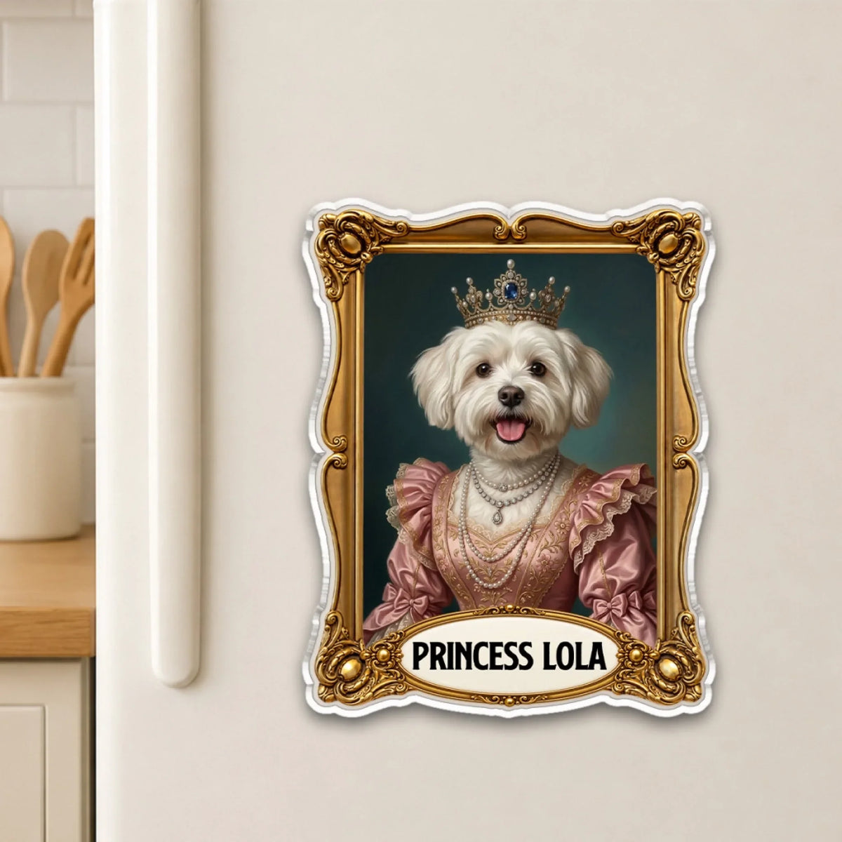 Royal Dog Portrait - Personalized Acrylic Magnet