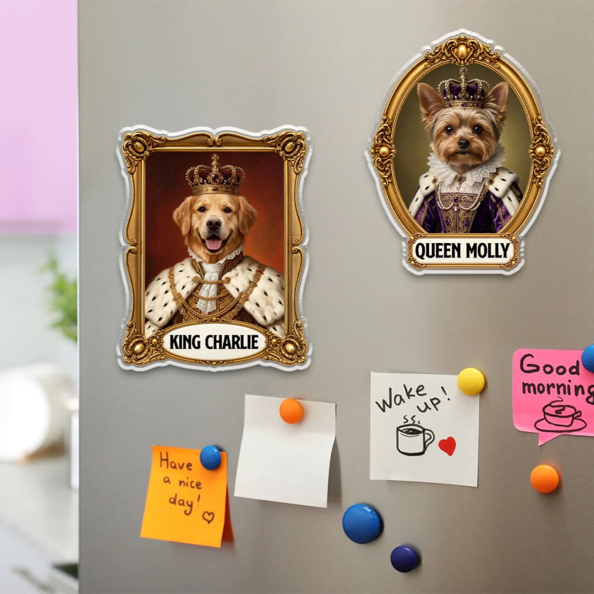 Royal Dog Portrait - Personalized Acrylic Magnet