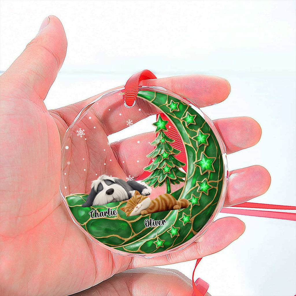 Custom Christmas Decor Home Birthday Gifts For Pet Lovers • Beside Pearl Of You With Pet - Personalized 3D Effect Glass Ornament