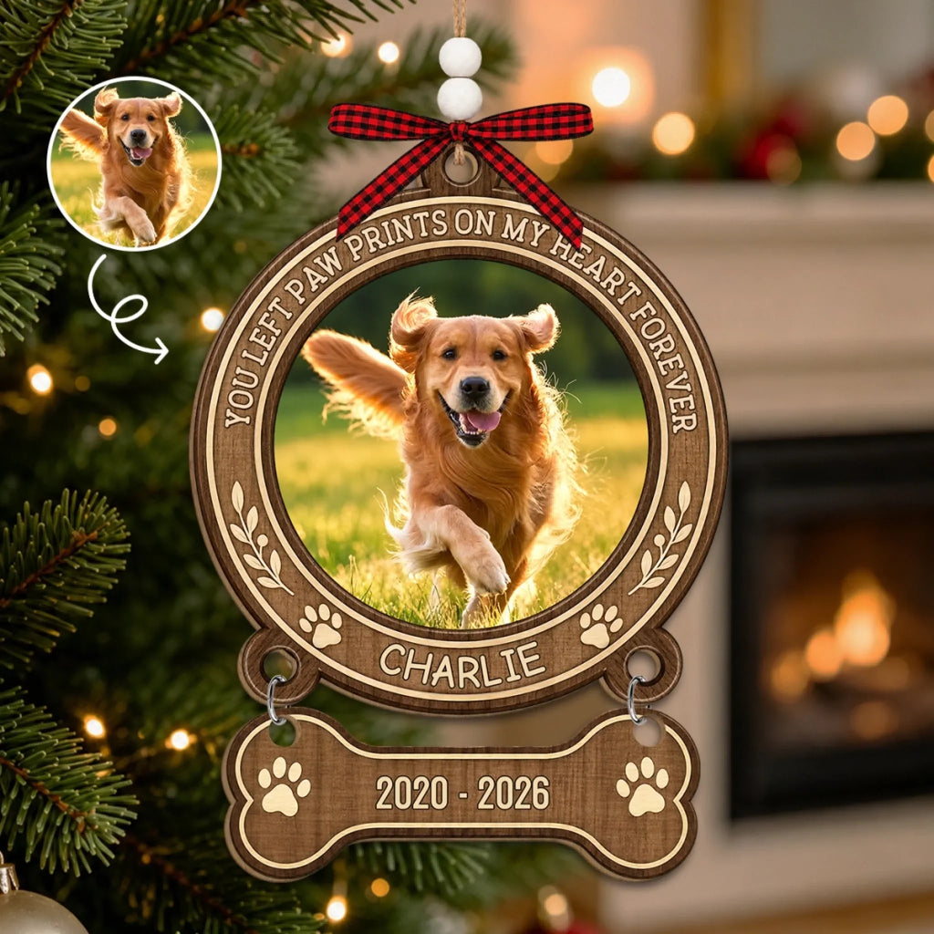 Custom Christmas Memorial Sympathy Gifts For Dogs, Cats • Forever Feels Like Home Version 2 - Personalized Wooden Ornament With Tag