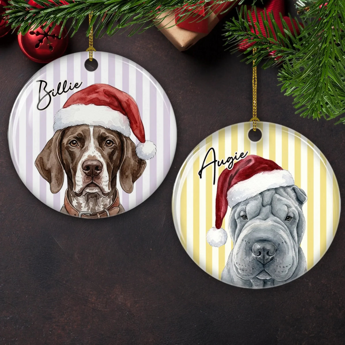 Custom Christmas Decor Home Birthday Gifts For Dog Lovers • Merry Fur Friends - Personalized Ceramic Ornament