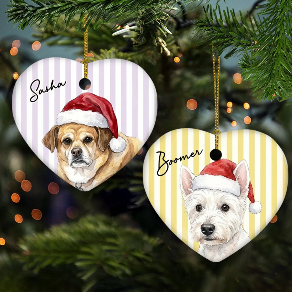 Custom Christmas Decor Home Birthday Gifts For Dog Lovers • Merry Fur Friends - Personalized Ceramic Ornament