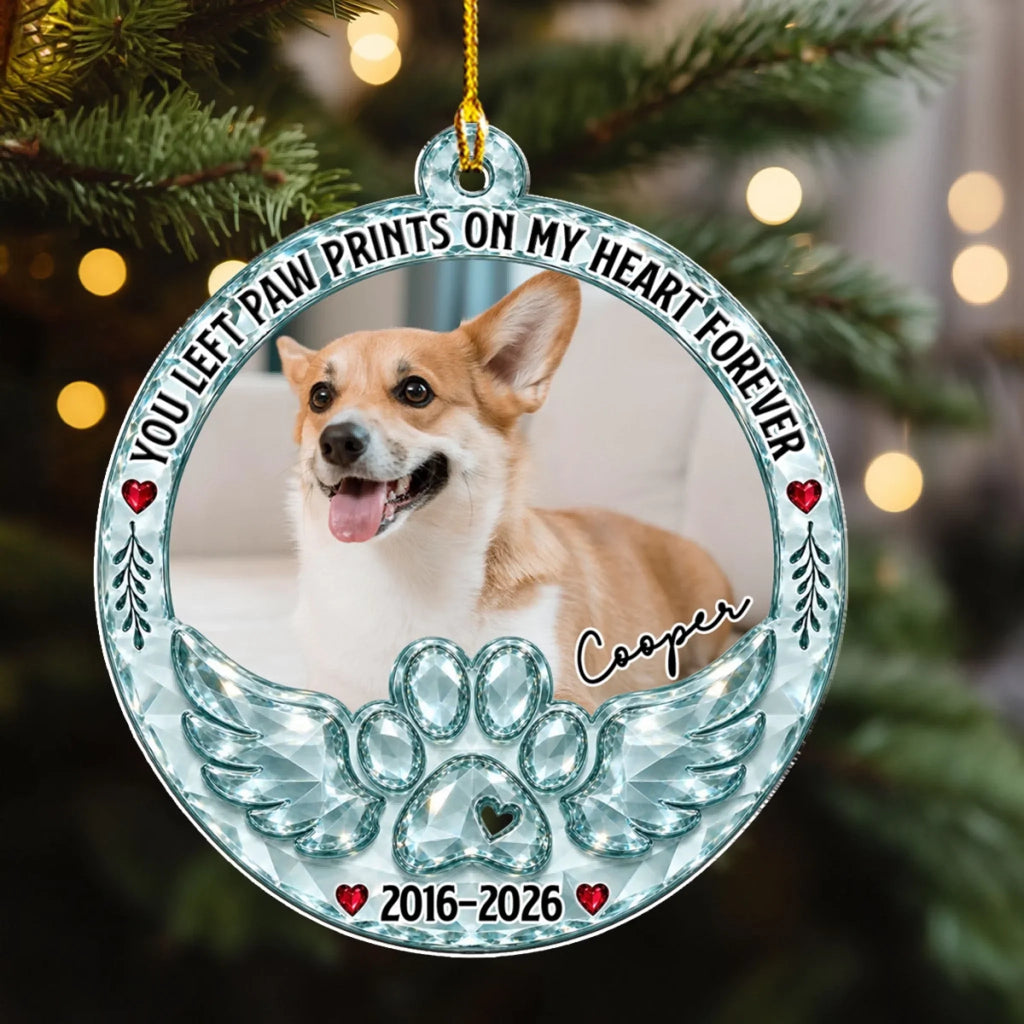 Custom Christmas Memorial Sympathy Gifts For Dogs, Cats • Angel Wings  - Personalized Acrylic Ornament