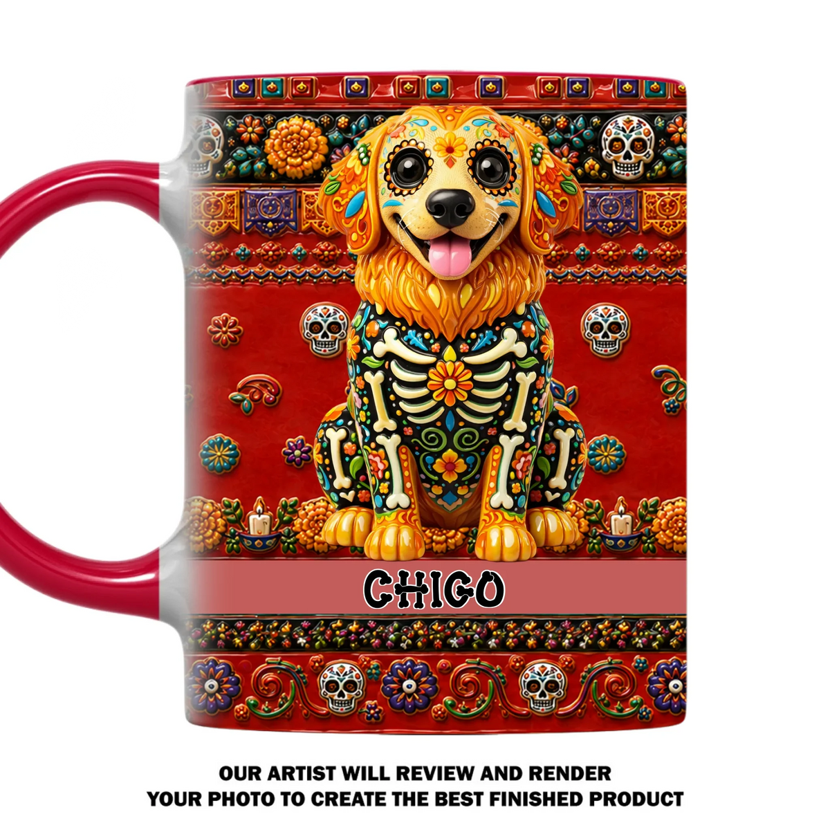 Custom Christmas Birthday Gifts For Pet Lovers • Mexican Folk Art Pet - Personalized Accent Mug