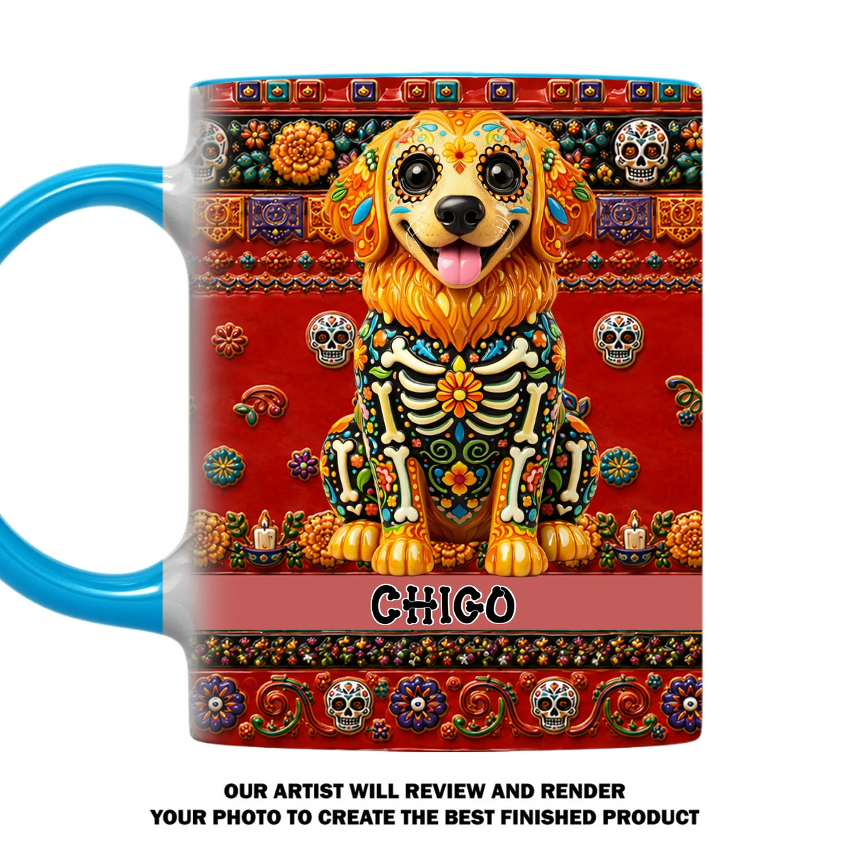 Custom Christmas Birthday Gifts For Pet Lovers • Mexican Folk Art Pet - Personalized Accent Mug
