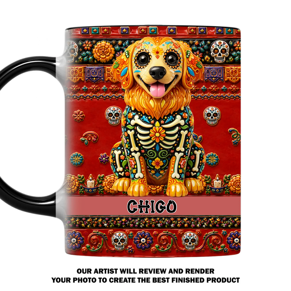 Custom Christmas Birthday Gifts For Pet Lovers • Mexican Folk Art Pet - Personalized Accent Mug