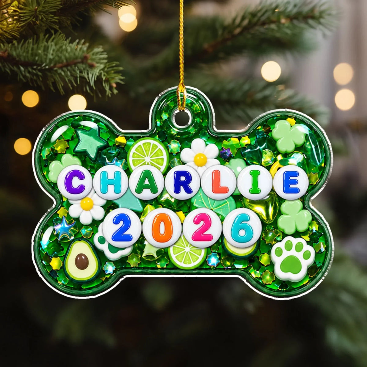 Custom Christmas Decor Home Birthday Gifts For Dog Mom, Dog Lovers • Letter Bead Pawfection - Personalized 3D Effect Acrylic Ornament