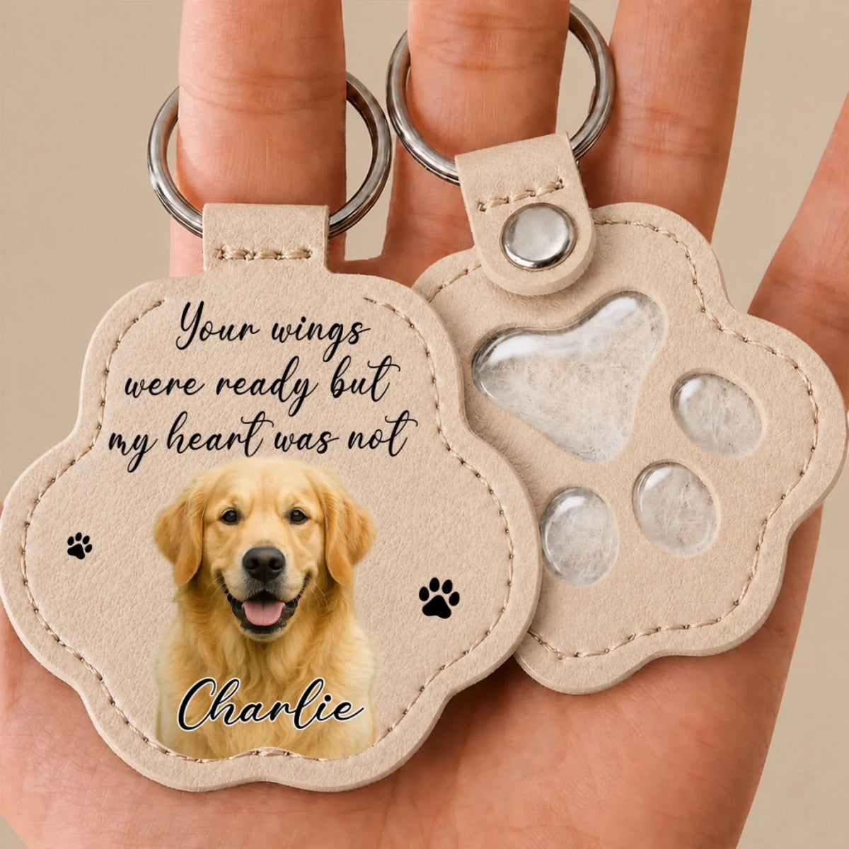 Custom Photo Pet Memorial Coin Keychain, Sympathy Keepsake for Pet Loss • Carried With Love - Personalized Pet Fur Keychain
