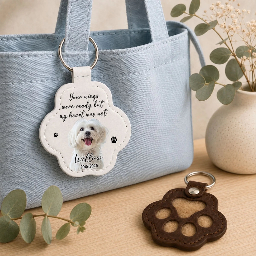 Custom Photo Pet Memorial Coin Keychain, Sympathy Keepsake for Pet Loss • Carried With Love - Personalized Pet Fur Keychain