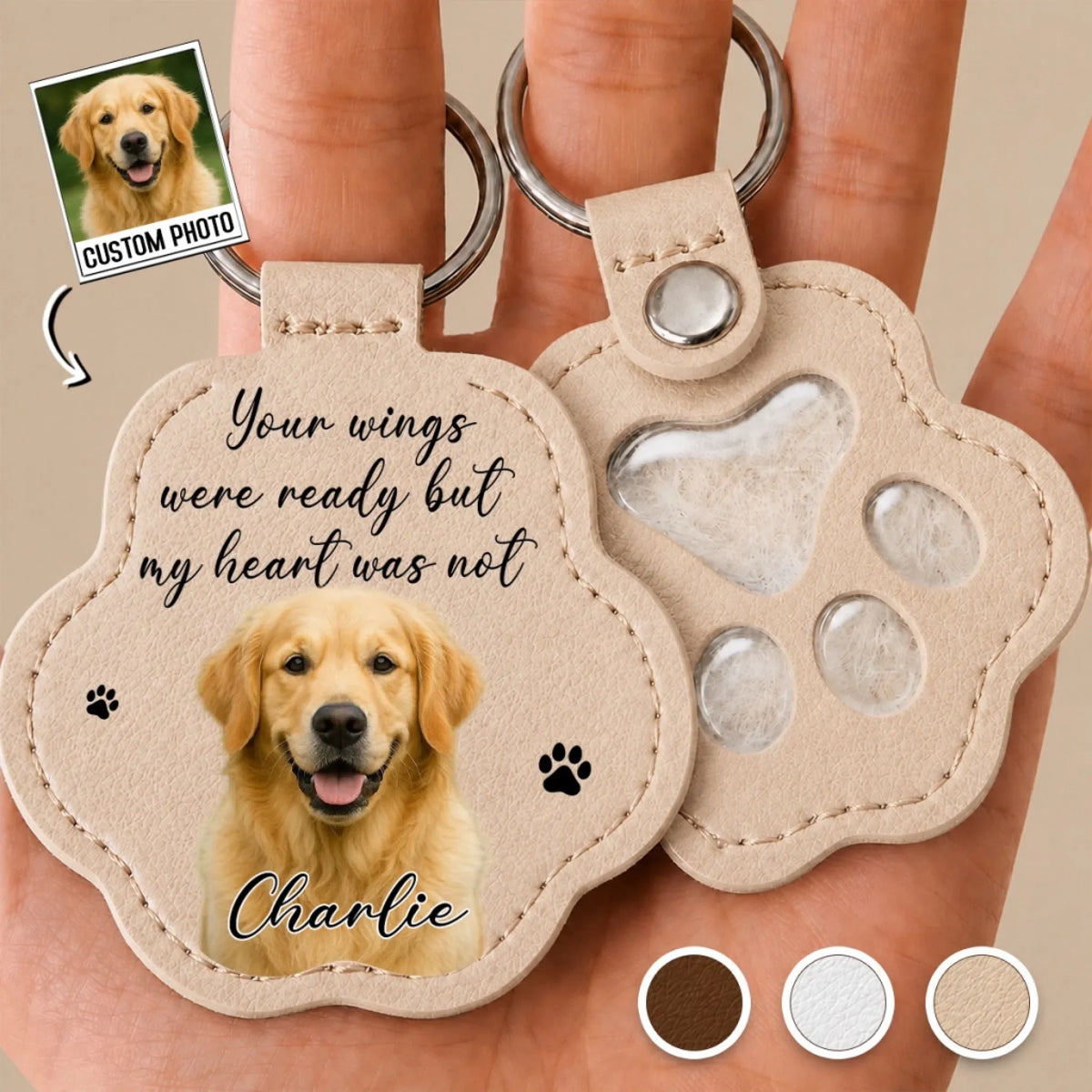 Custom Photo Pet Memorial Coin Keychain, Sympathy Keepsake for Pet Loss • Carried With Love - Personalized Pet Fur Keychain