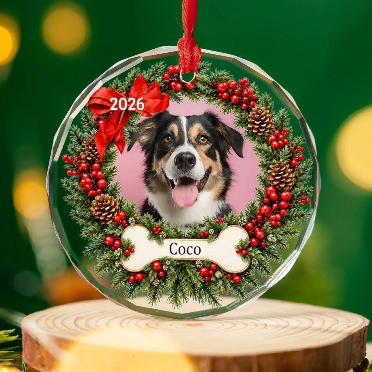 Custom Christmas Memorial Sympathy Gifts For Dogs, Cats • Forever In My Heart Christmas - Personalized Glass Ornament