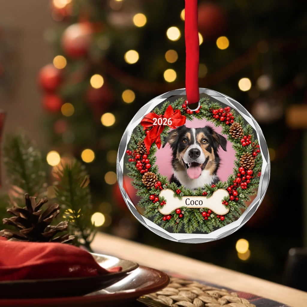 Custom Christmas Memorial Sympathy Gifts For Dogs, Cats • Forever In My Heart Christmas - Personalized Glass Ornament