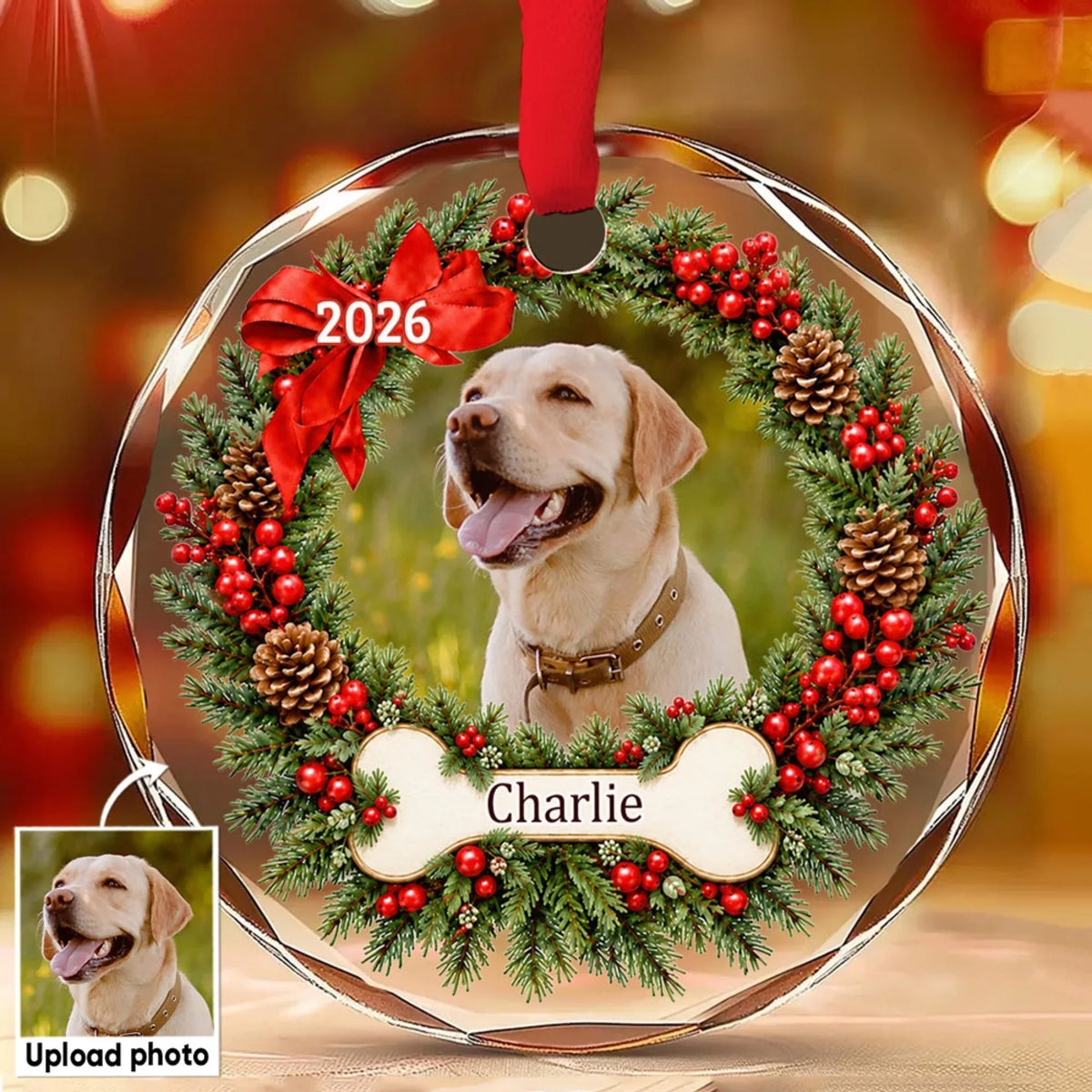 Custom Christmas Memorial Sympathy Gifts For Dogs, Cats • Forever In My Heart Christmas - Personalized Glass Ornament