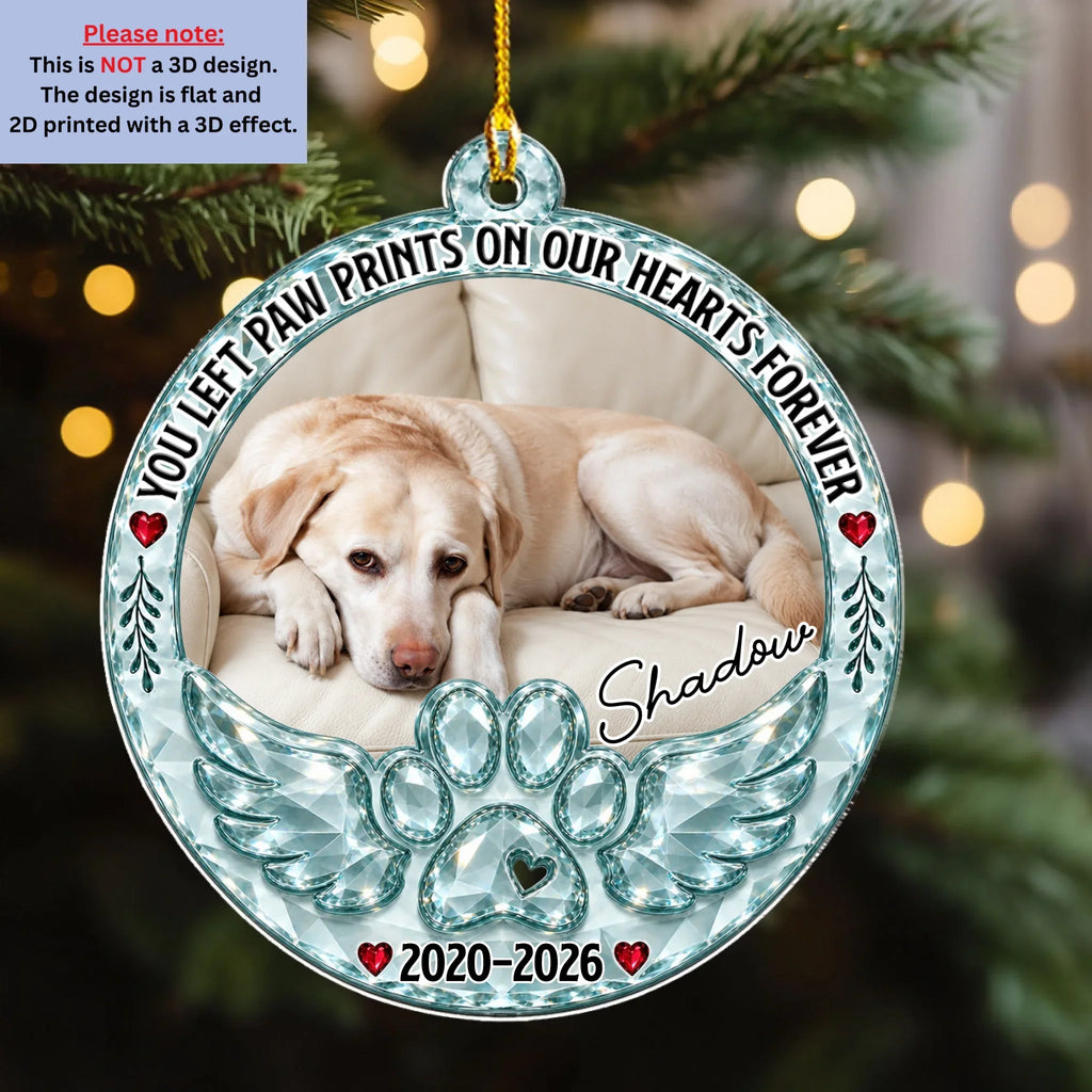 Custom Christmas Memorial Sympathy Gifts For Dogs, Cats • Angel Wings  - Personalized Acrylic Ornament