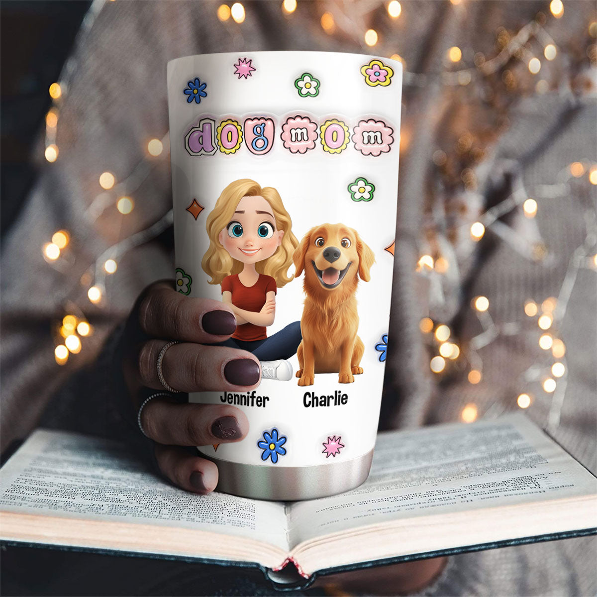 Custom Mother's day Birthday Gifts For Dog Mom, Dog Lovers • Love Myself For Being Dog Mom - Personalized 3D Inflated Effect Tumbler