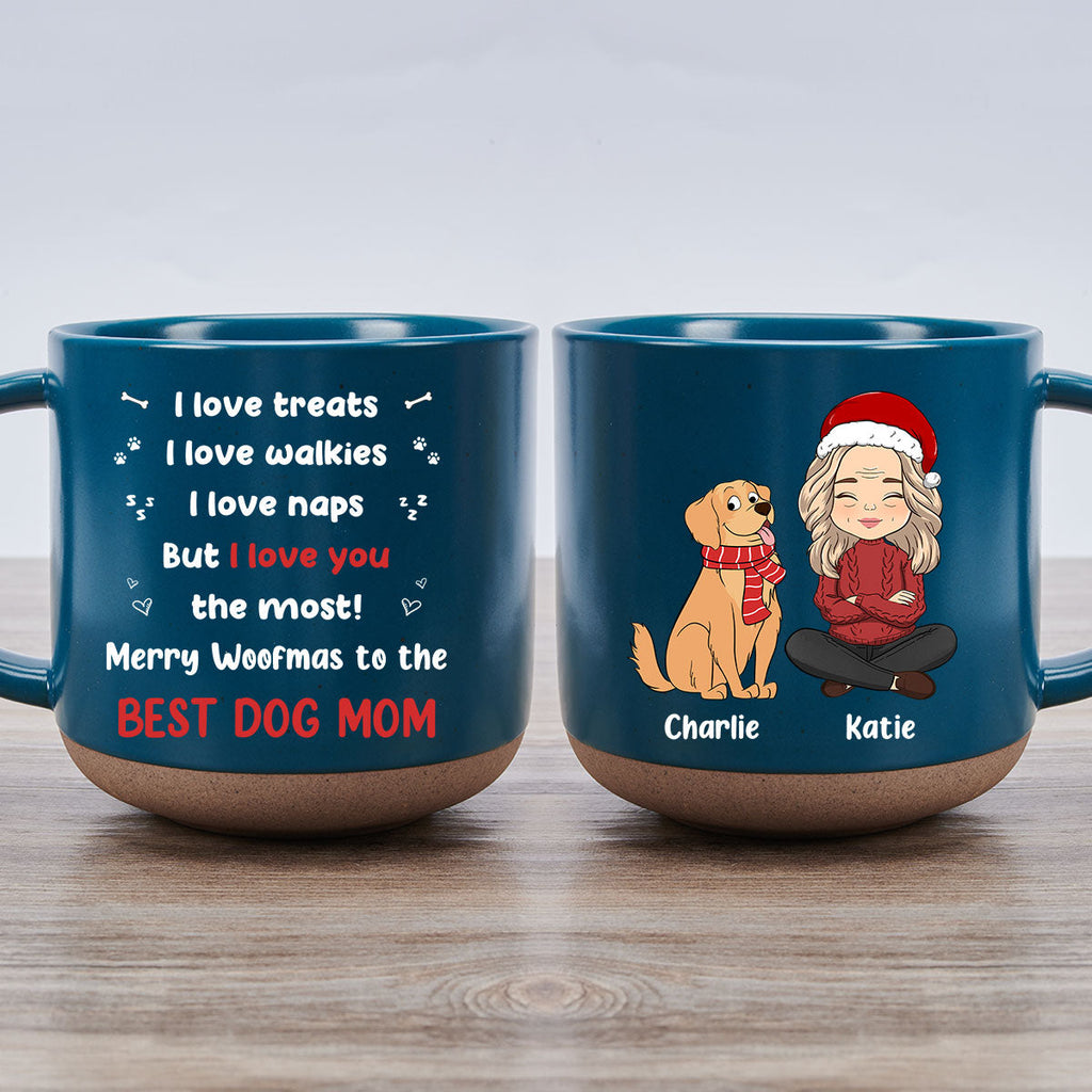 Custom Christmas Birthday Gifts For Dog Lovers • Mom Dad We Love You The Most - Personalized Pottery Mug