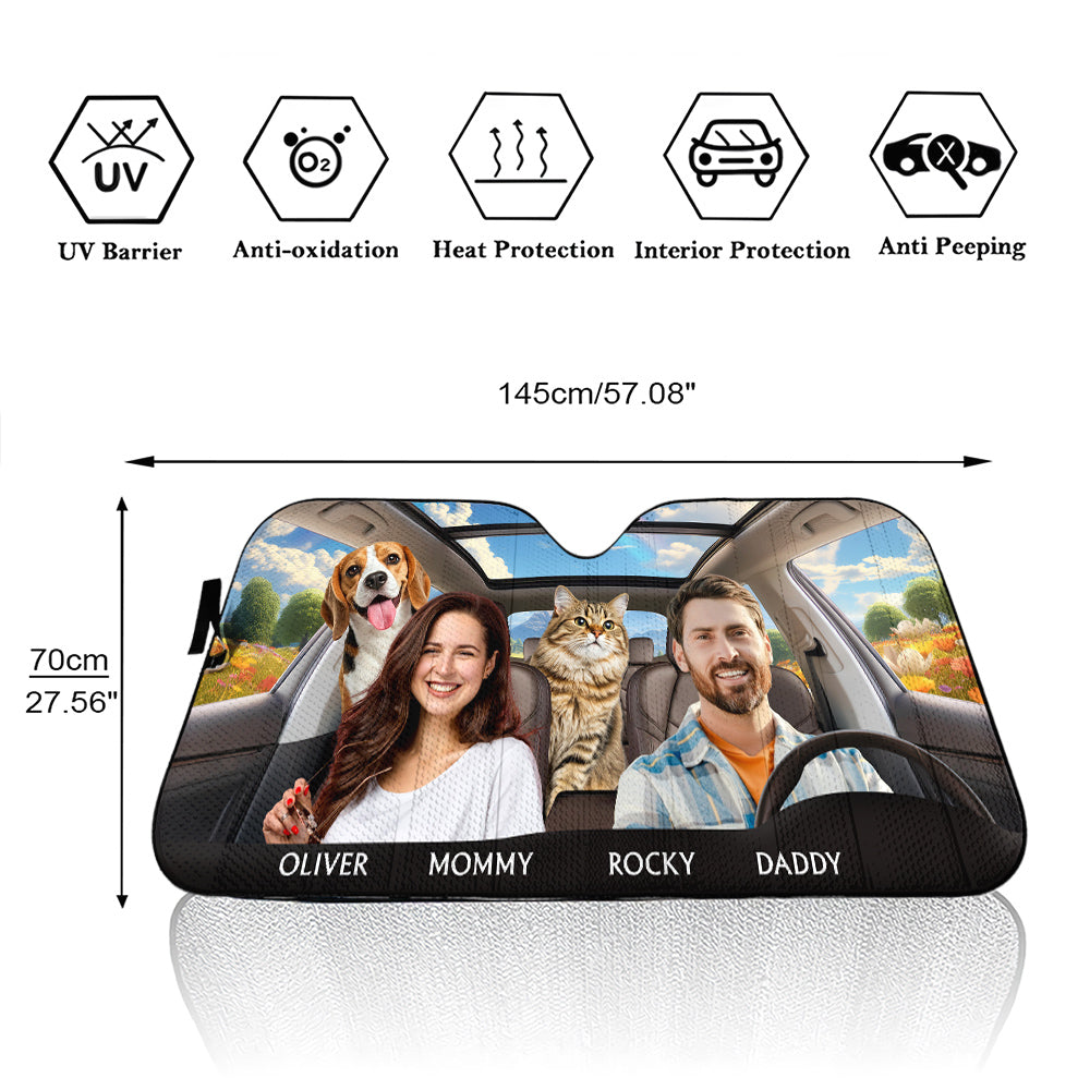 Life Is Better With My Pet Couple Photo - Personalized Car Sunshade