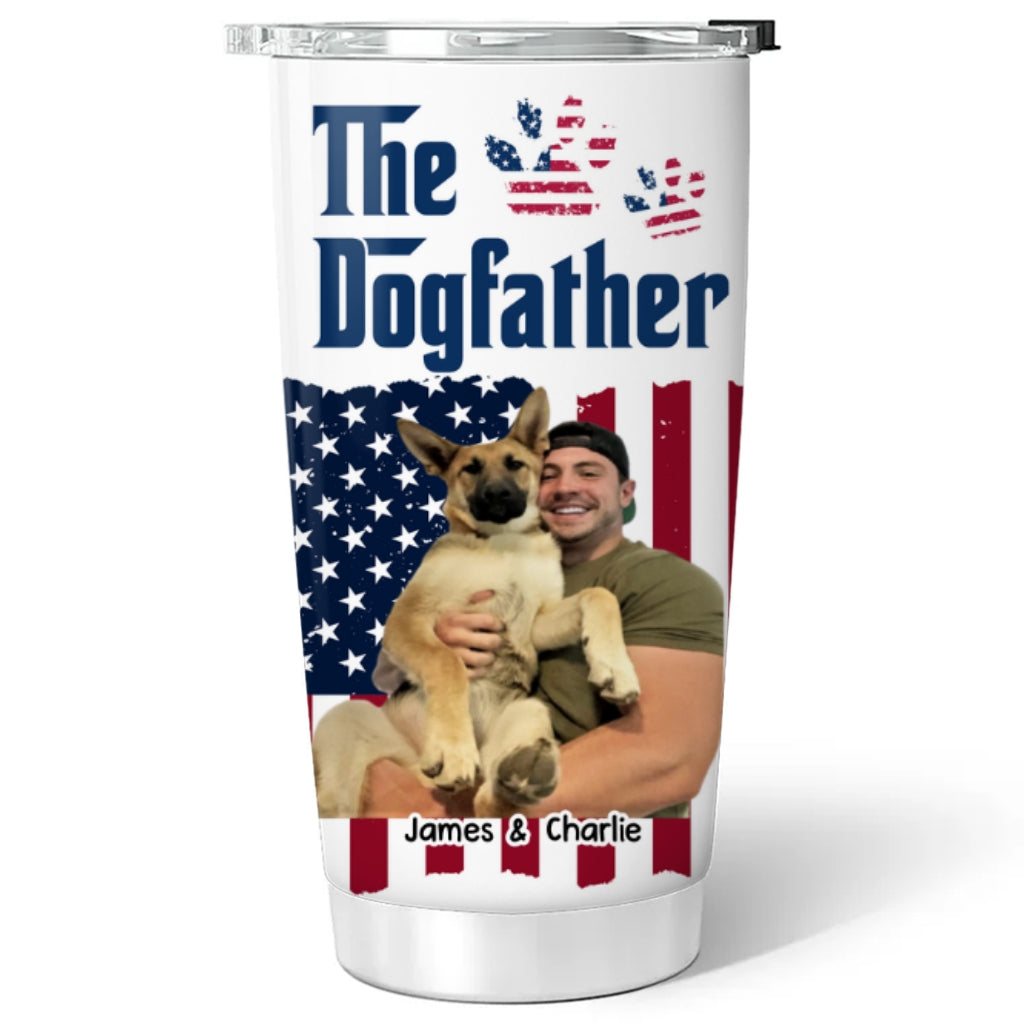 Custom Photo Christmas Birthday Gifts For Dog Dad, Dog Lovers • American Handsome Dog Father Photo - Personalized Tumbler