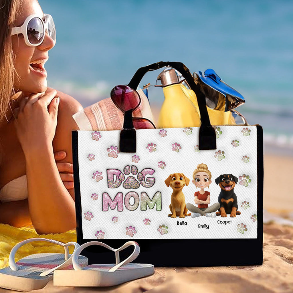 Dog Mom Lovely Chibi - Personalized 3D Inflated Effect Canvas Tote Bag