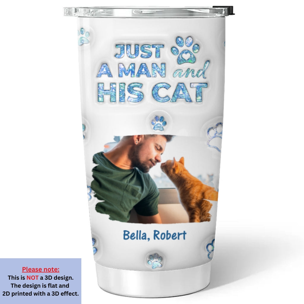 Custom Photo Christmas Birthday Gifts For Cat Dad, Cat Lovers • You Are The Miracle Cat Dad Photo Ver - Personalized 3D Inflated Effect Tumbler