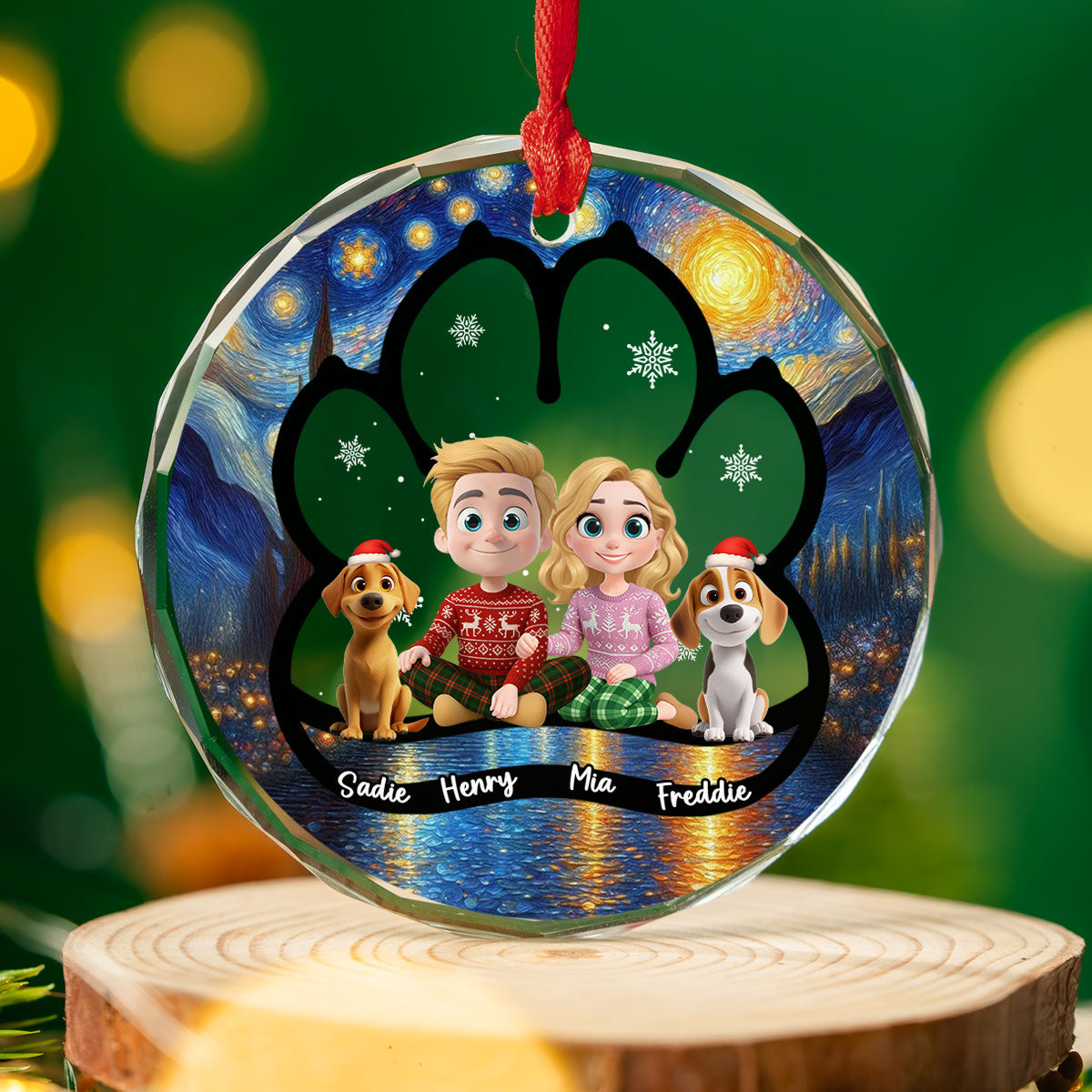 Custom Christmas Decor Home Birthday Gifts For Dog Lovers • Here With Each Other - Personalized Glass Ornament