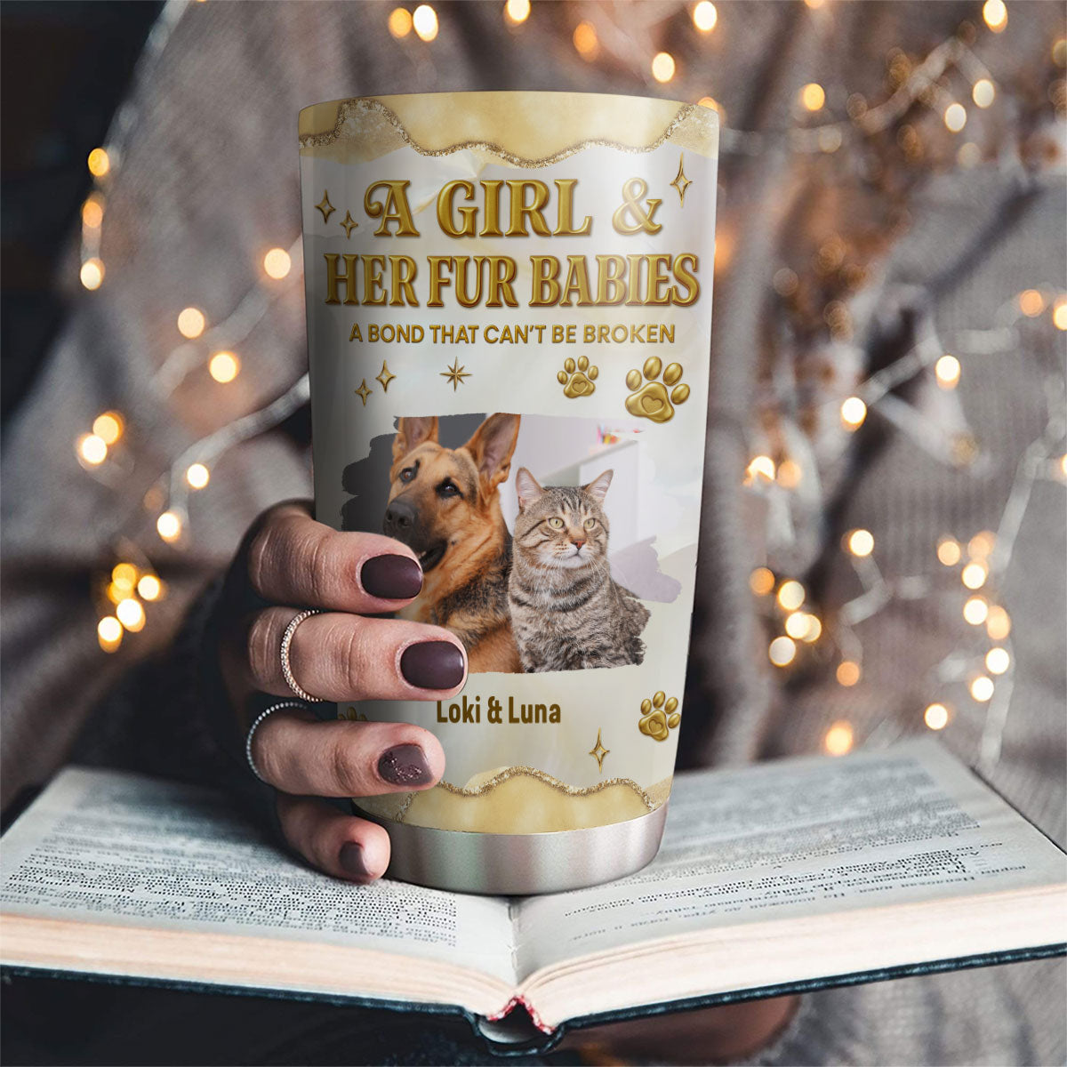 Custom Photo Christmas Birthday Gifts For Pet Mom, Pet Lovers • Girl And Pet Yellow Photo - Personalized 3D Effect Tumbler