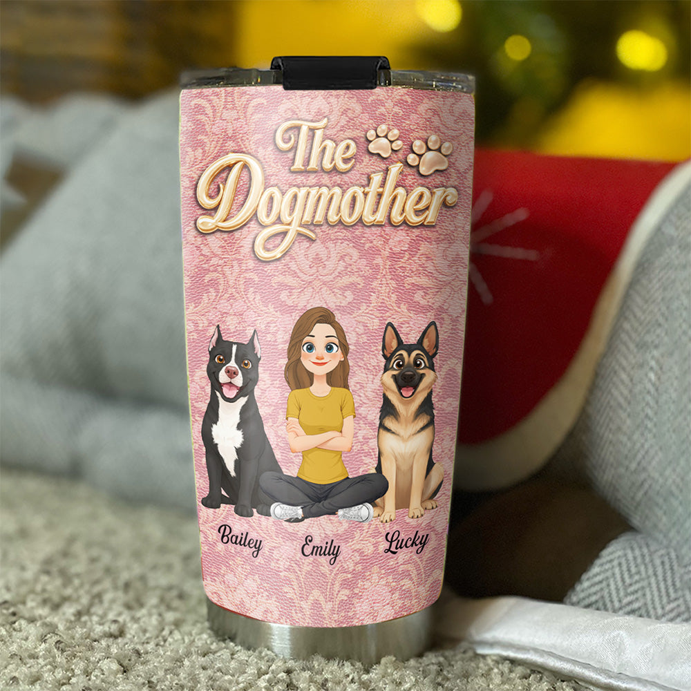 Custom Christmas Birthday Gifts For Dog Mom, Dog Lovers • Dog Mother Of The Year - Personalized 3D Effect Tumbler