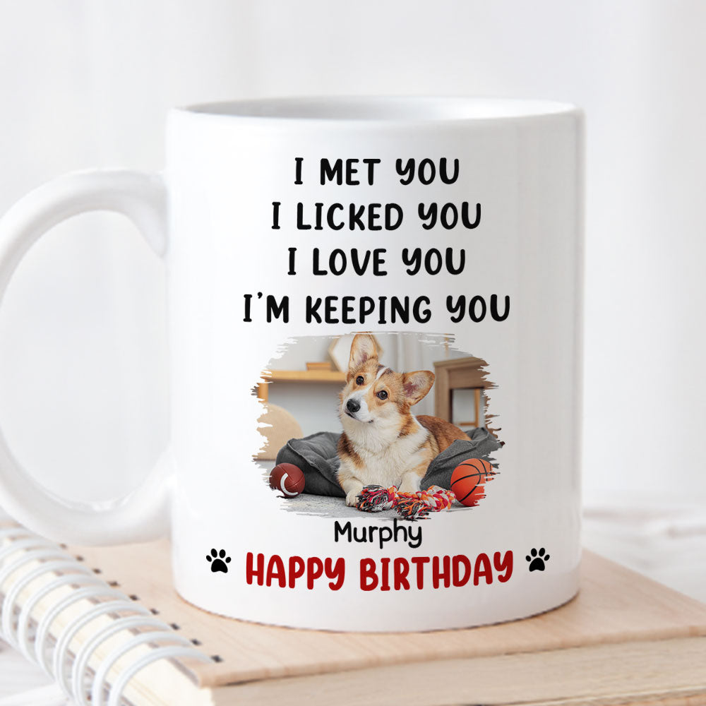 Custom Photo Christmas Birthday Gifts For Dog Lovers • We Licked And Love You Ver Birthday Photo - Personalized Coffee Mug