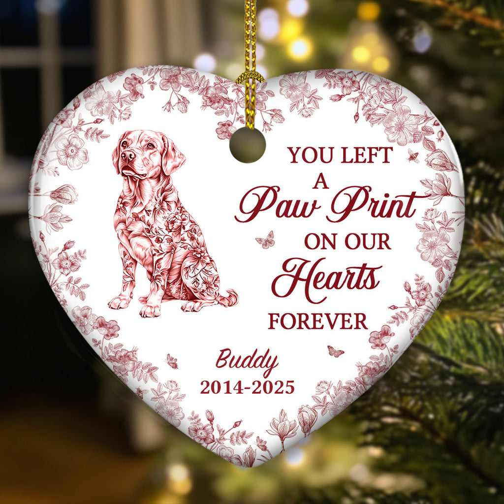 Custom Christmas Decor Home Birthday Gifts For Dog Lovers • Pawprints On My Soul Forever - Personalized Ceramic Ornament