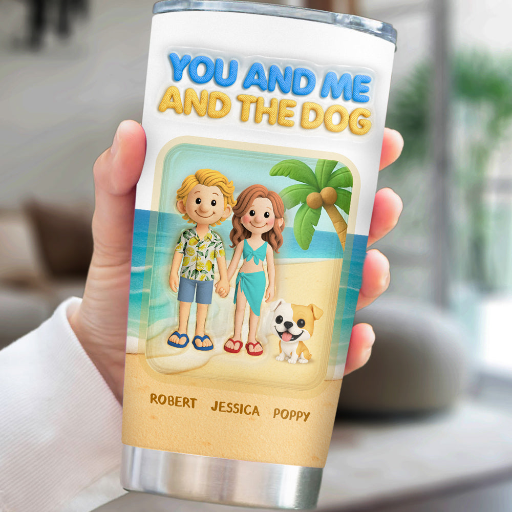 Custom Christmas Birthday Gifts For Dog Lovers • Just Us - Personalized 3D Inflated Effect Tumbler
