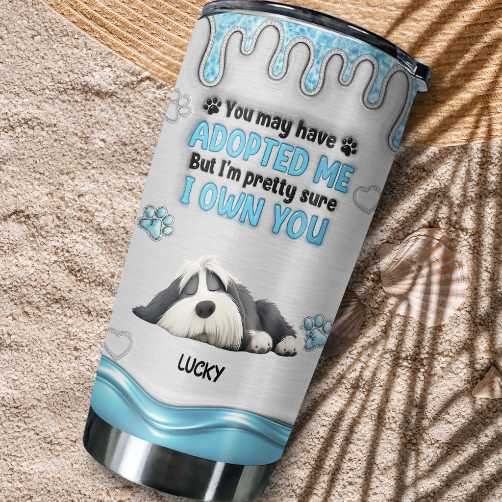 Custom Christmas Birthday Gifts For Dog Lovers • Absolutely I Own You - Personalized 3D Effect Tumbler