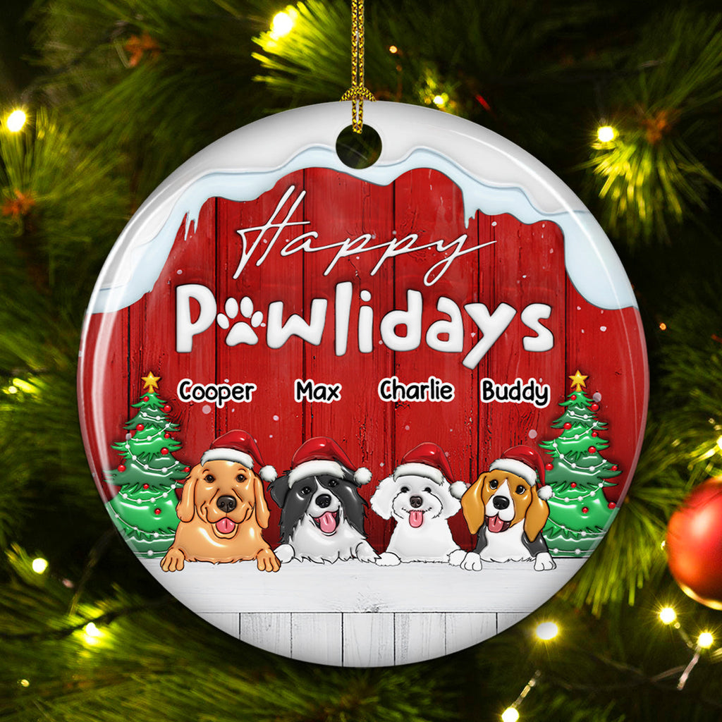 Happy Holiday To Our Dogs - Personalized 3D Inflated Effect Ceramic Ornament