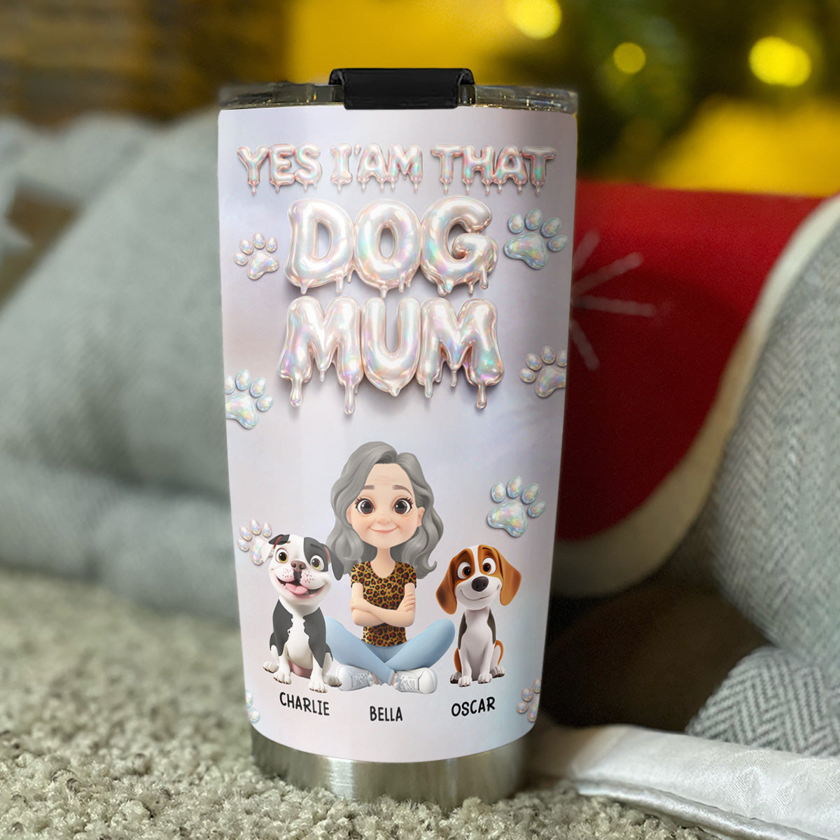 Custom Christmas Birthday Gifts For Dog Mom, Dog Lovers • Melting Into You - Personalized 3D Effect Tumbler