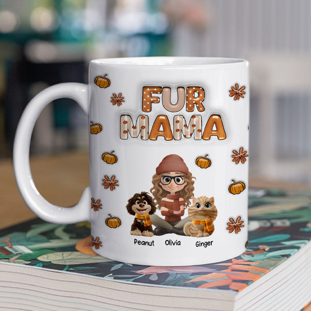 Custom Christmas Birthday Gifts For Pet Mom, Pet Lovers • Spicy Cinnamon Fur Ver - Personalized 3D Inflated Effect Mug