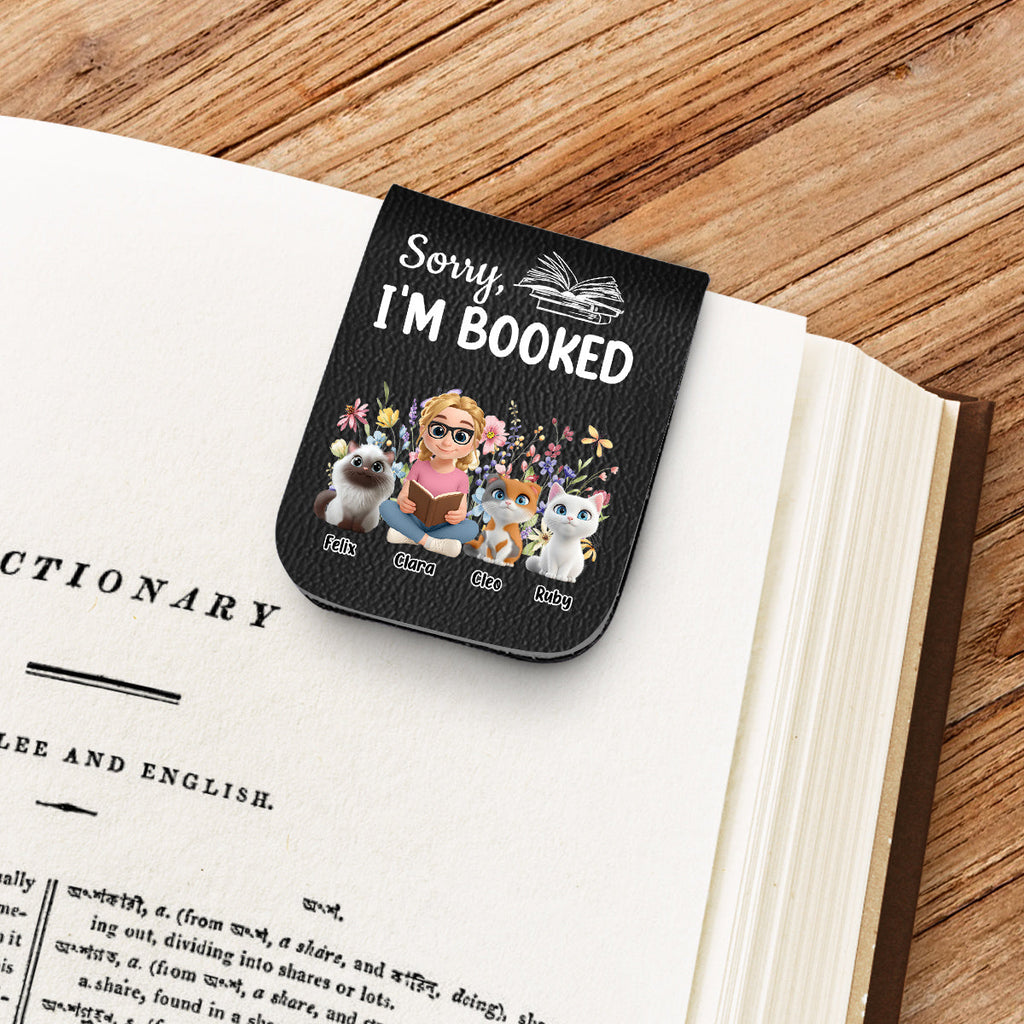 Booked Already By Cat - Personalized Leather Bookmark