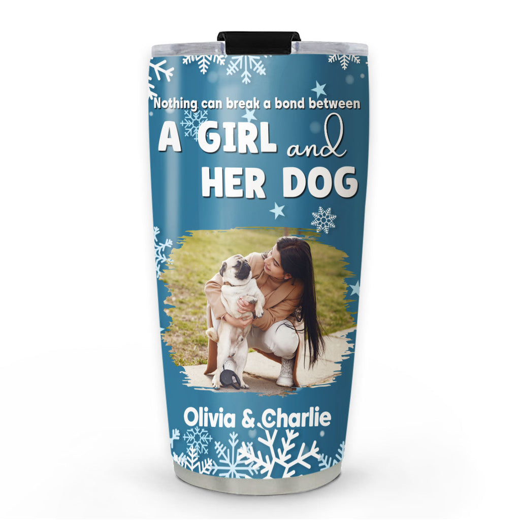 Custom Photo Christmas Birthday Gifts For Dog Mom, Dog Lovers • White Christmas Photo - Personalized Tumbler