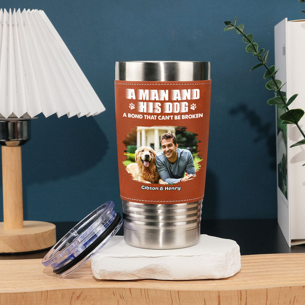 Custom Photo Christmas Birthday Gifts For Dog Lovers • Best Parent To Me Photo - Personalized Leather Tumbler