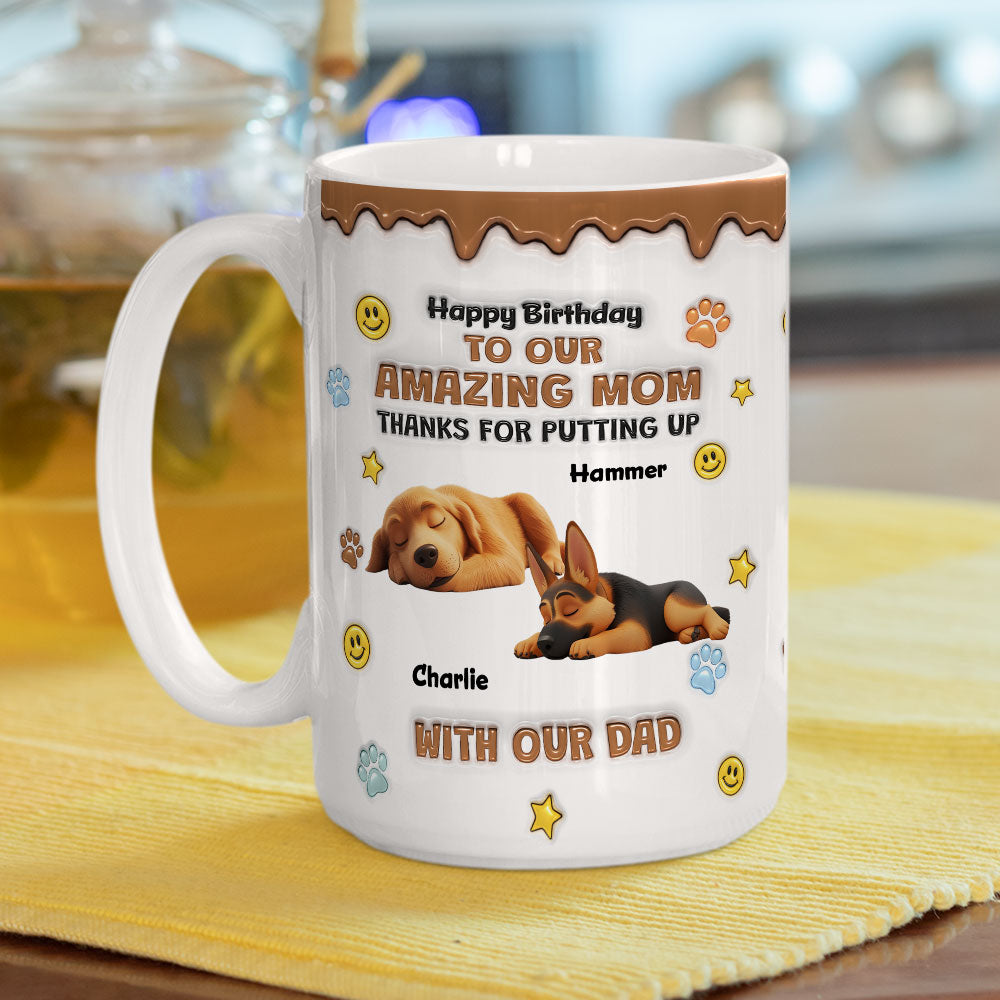 Custom Christmas Birthday Gifts For Dog Lovers • Thank You For Dad Ver Birthday - Personalized 3D Inflated Effect Mug