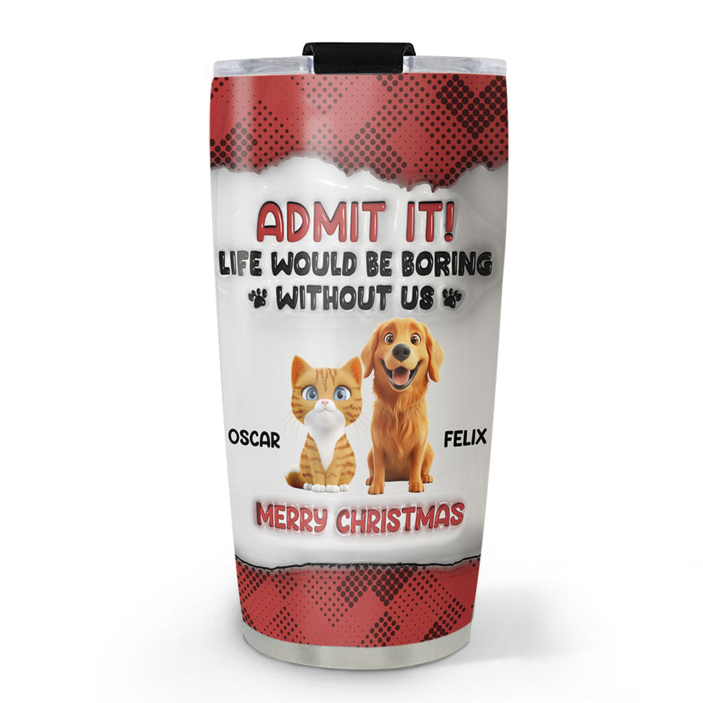Custom Christmas Birthday Gifts For Pet Lovers • Christmas Dad Mom - Personalized 3D Inflated Effect Tumbler