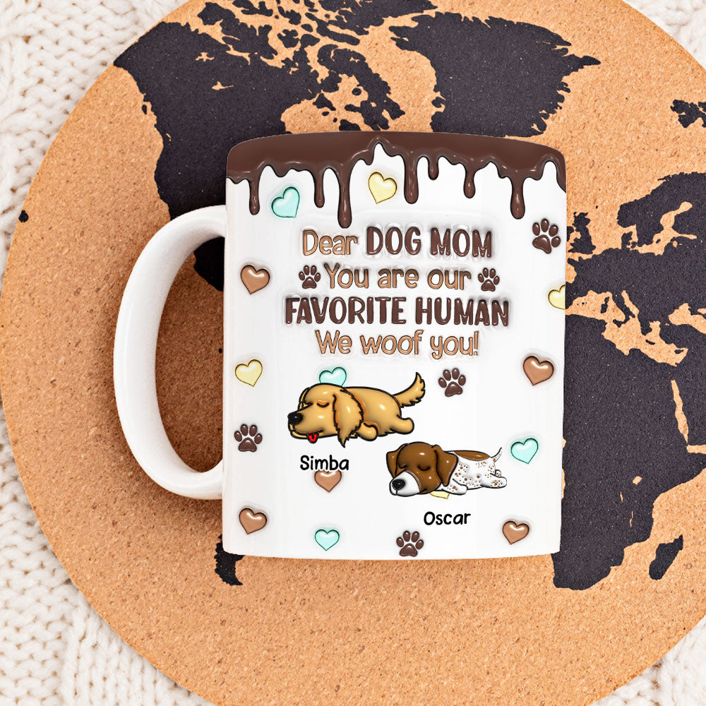 Custom Christmas Birthday Gifts For Dog Lovers • Favorite Human Version 2 - Personalized 3D Inflated Effect Mug