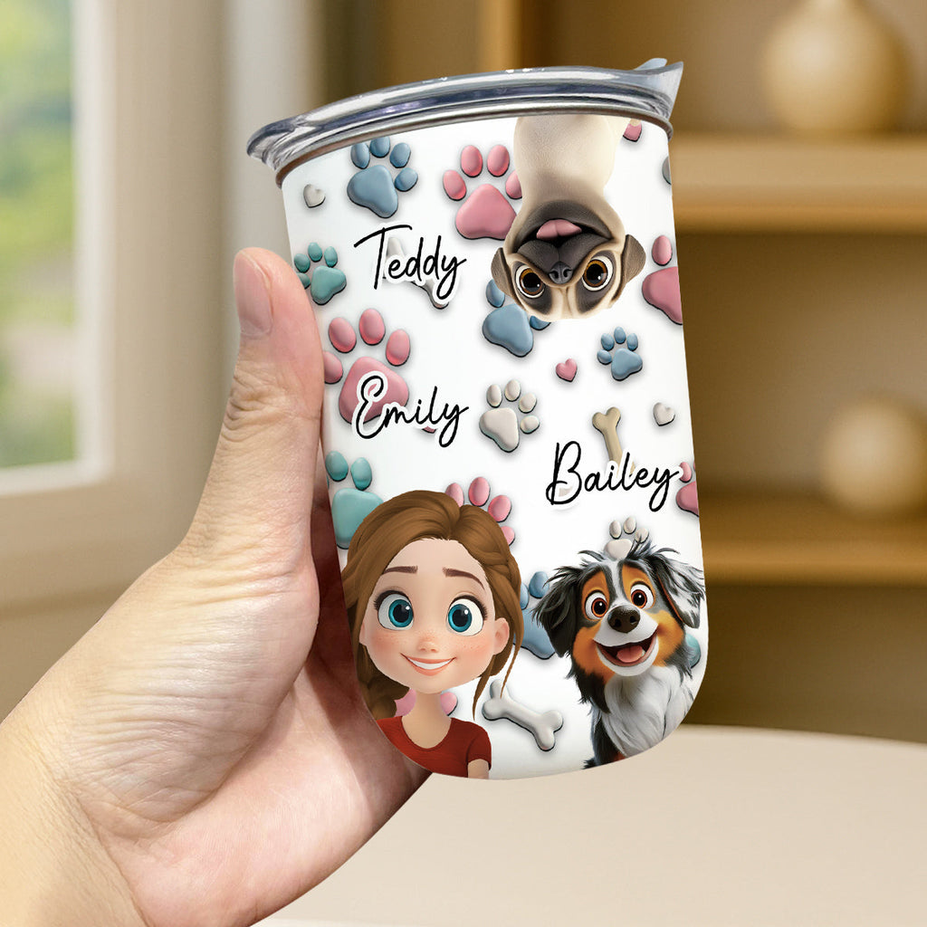 Custom Christmas Birthday Gifts For Dog Lovers • Dog And Human Cartoon - Personalized 10oz Tumbler