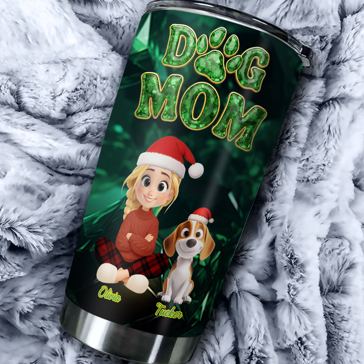 Custom Christmas Birthday Gifts For Dog Mom, Dog Lovers • The Pearl Of My Eyes - Personalized 3D Effect Tumbler