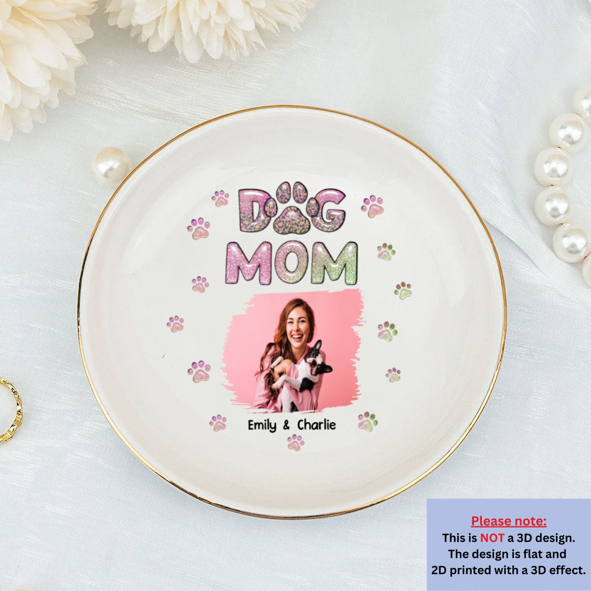 Dog Mom Lovely Chibi Photo - Personalized Jewelry Dish