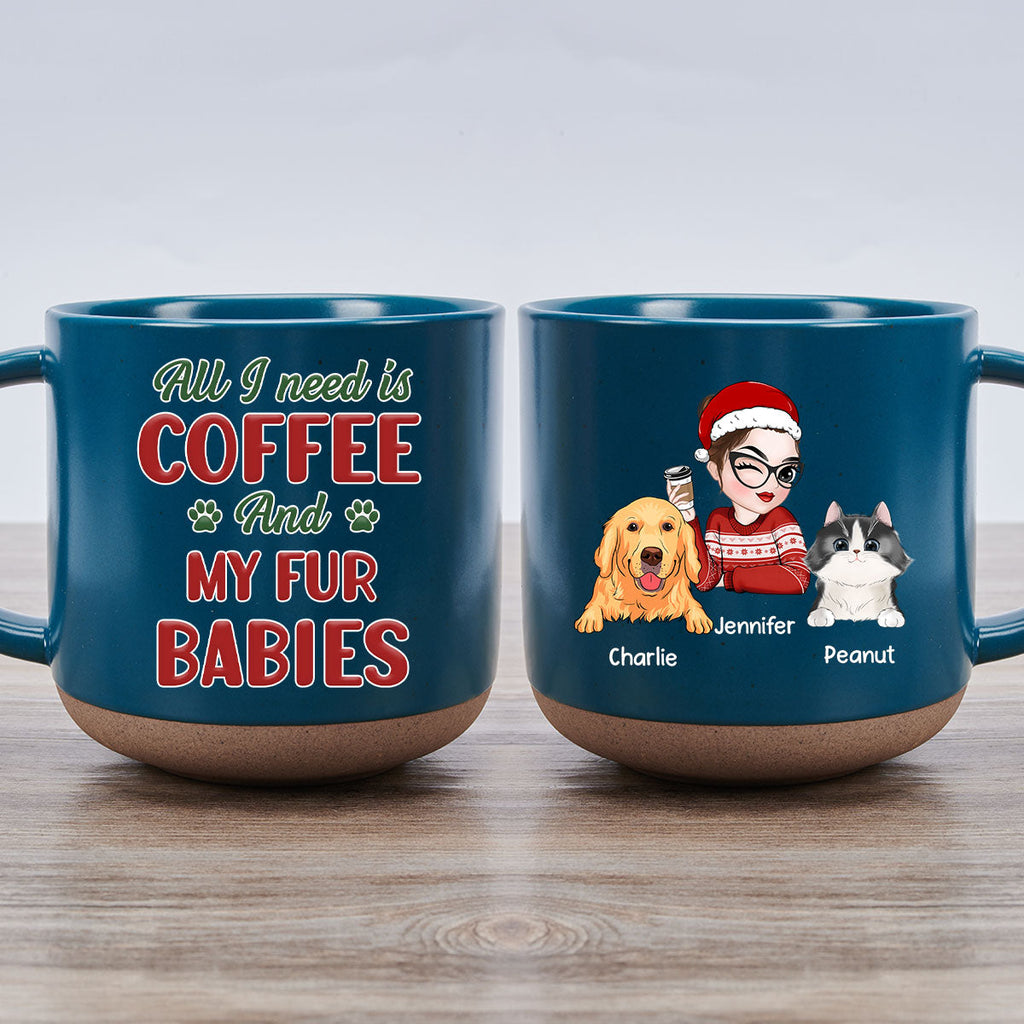 Custom Christmas Birthday Gifts For Dog Lovers • All I Need Is My Dog Version Fur Baby - Personalized Pottery Mug