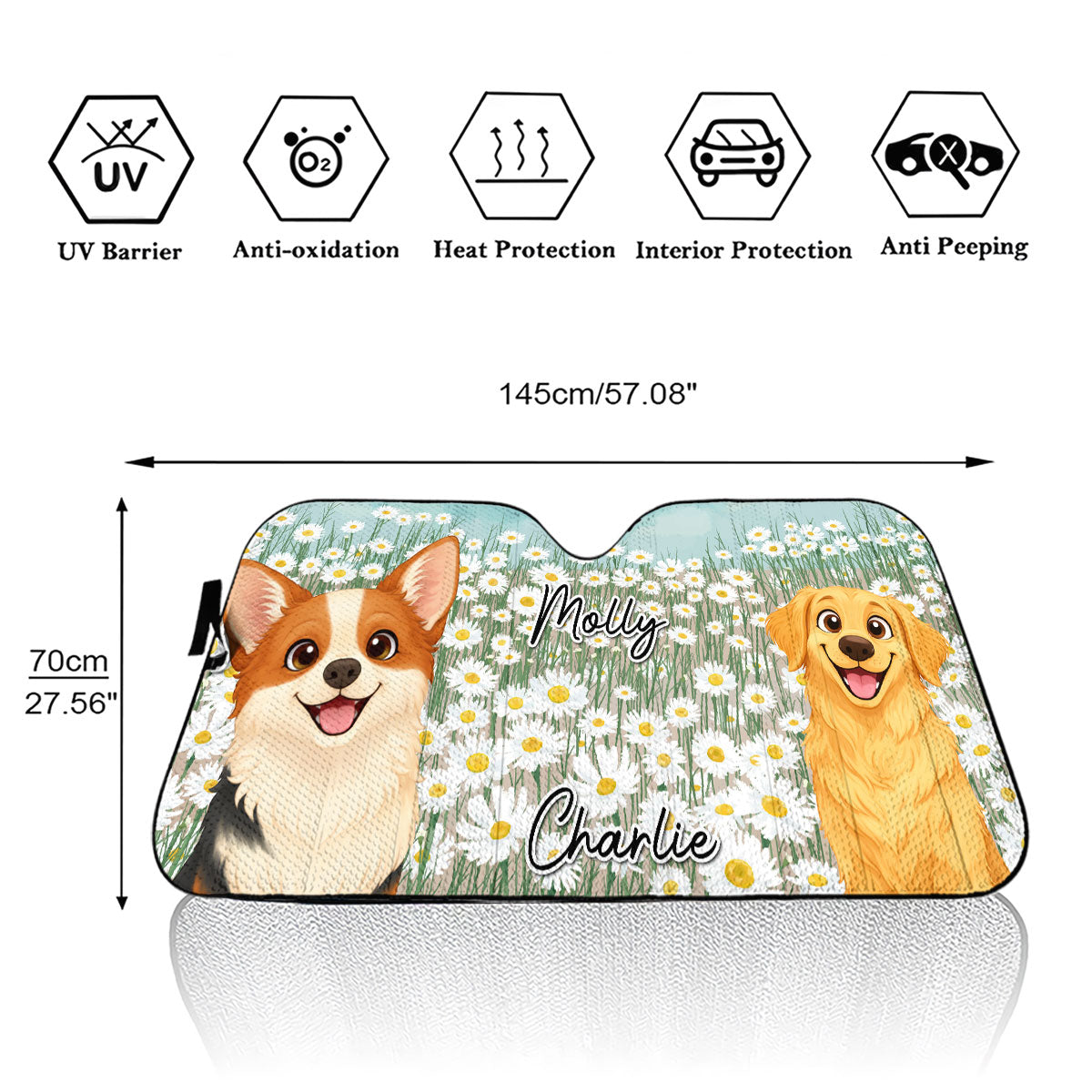 Custom Christmas Birthday Gifts Car Accessories for Dog Parents • Is It Spring Yet - Personalized Car Sunshade